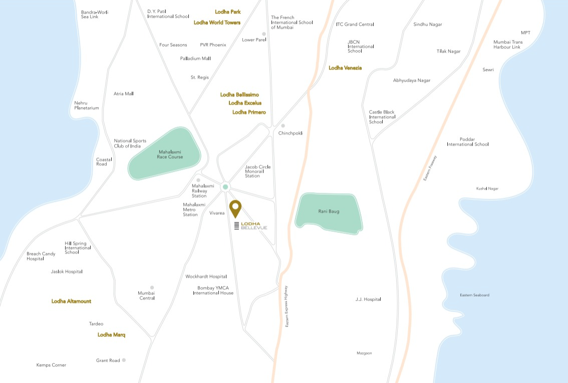 Location Map of Lodha Bellevue Mahalaxmi